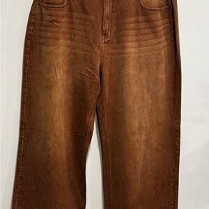 STUNNING Rich Cocoa/Rusty Brown Wide Flare Fashion Nova Jeans - 20-22W TALL!